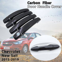 Exterior Gloss Black Carbon Fiber Door Handle Cover Catch Trim Car Accessories for Chevrolet New Sail 2015 2016 2017 2018 2019