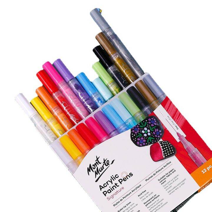 mont-marte-ปากกาอะคริลิก12สีสีอะคริลิก-diy-ชุดปากกามือวาด-graffiti-ปากกา