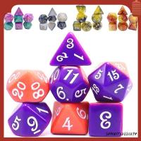 SHIWEI732880294 7Pcs/set 7-Die Table Game ลูกเต๋า DND สองสี D4 D6 D8 D10 D12 D20 ลูกเต๋าเกม ทนทานต่อการใช้งาน เกมปาร์ตี้ปาร์ตี้ ลูกเต๋าหลายด้าน TRPG DND