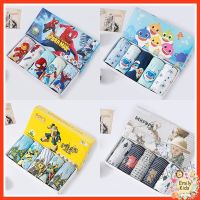 【Ready Stock】 № C22 Ready Stocks 5 Pcs 3-12 Yrs Kids Underwear Boy 100 Cotton Comfortable Cartoon Spiderman Baby Shark Transformers Forest World Pattern Boy Underwear Panties