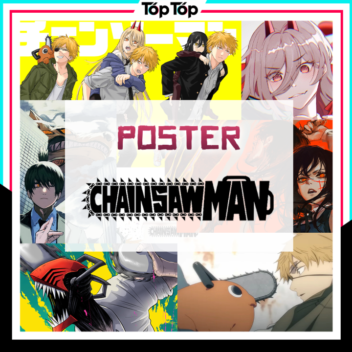 Poster A3 Chainsaw Man decal cực xịn , tranh dán tường anime Chainsaw Man  bóng decor treo tường CSM 