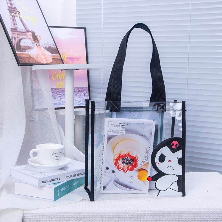 shangying-kuluomi-pvc-transparent-handbag-student-shoulder-portable-jelly-bag-clothing-store-thickened-packaging-custom