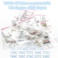 15 Values assortment kit Thermal Fuse 10A 250V Thermal Cutoffs 73C degree - 240C degree Temperature fuse Clamps