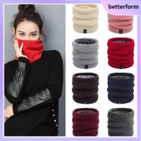 BETTERFORM Unisex อ่อนนุ่ม ผ้าพันคอคอปก สองชั้น ผ้าฟลีซซับใน กันลม ผ้าพันคอถัก ผ้าพันคอวงกลม สนับแข้งฤดูหนาว คออุ่น