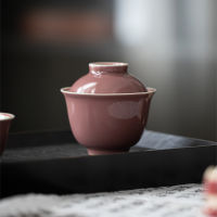 Cowpea สีแดงเซรามิค Gaiwan สำหรับชา Tureen Teaware ถ้วยชาจีนชาม Vintage Chawan ชา Ceramony ชุด