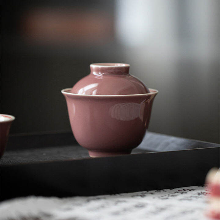 cowpea-สีแดงเซรามิค-gaiwan-สำหรับชา-tureen-teaware-ถ้วยชาจีนชาม-vintage-chawan-ชา-ceramony-ชุด