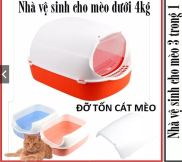 3in1 Nhà vệ sinh cho mèo nhỏ dưới 4kg dạng hộp kín 3 trong 1 kiêm khay