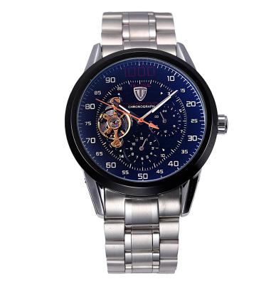 2019การหมุนอัตโนมัติหรูนาฬิกาข้อมือผู้ชายทูร์บิญองนาฬิกากลไกสปอร์ตนาฬิกาทหาร (สีดำ)