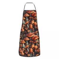 Unisex Wild Mushrooms Print Apron Adult Women Men Chef Tablier Cuisine for Cooking Kitchen Gardening