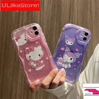 เคสสำหรับ iPhone 14 13 12 11 Pro Max X XR Xs Max 8 7 6S Plus SE 2020การ์ตูนน่ารัก Kuromi KT ฝาหลังป้องกันขอบคลื่นแมว