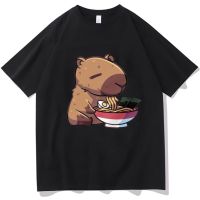 Funny Capybara Ramen T Shirt Unisex Cartoon Manga Kawaii Tops T-Shirt Animals Casual Men Oversized Cotton Casual T Shirts S-4XL-5XL-6XL