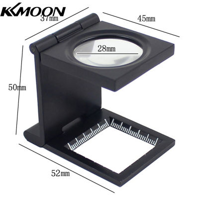 KKmoon แว่นขยายพับได้ทำจากซิงก์อัลลอยขนาดเล็ก10X 28มม. พร้อมสเกลสำหรับเครื่องมือขยายแบบพับได้สำหรับสิ่งทอ