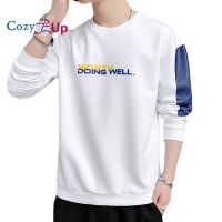 Cozy Up เสื้อแขนยาวกีฬาผู้ชายสลิมฟิตจดหมายบาติกรอบคอ