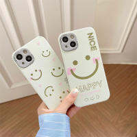 ลายหน้ายิ้มสีเขียวอ่อนการ์ตูนน่ารักแฟชั่นสำหรับ IPhone 15 14 13 12 11 Pro Max สำหรับเคสโทรศัพท์ความคิดสร้างสรรค์