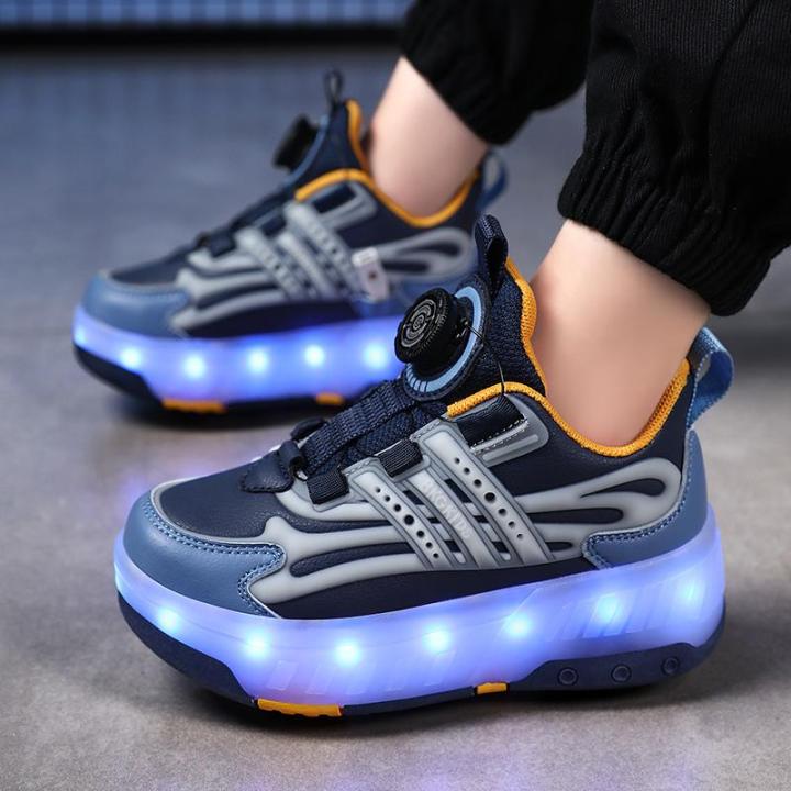 รองเท้ากีฬาล้อผู้หญิง-heelys-4รองเท้าล้อพ่วง-รองเท้า-led-แบบชาร์จไฟได้-รองเท้าล้อเด็ก-ไฟที่มีสีสัน-รองเท้าส่องสว่างสำหรับเด็กหญิงและเด็กชาย-รองเท้าสเก็ตบอร์ดพ่อแม่และลูก