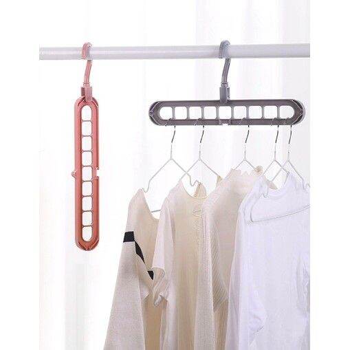 ไม้แขวนเสื้อ-ไม้เเขวนจัดระเบียบ-clothes-hanger-ไม้แขวนเสื้อ-9-ช่อง-ไม้แขวนอเนกประสงค์-ตะขอหมุนได้-360-องศา-คละสี-mystoryshop