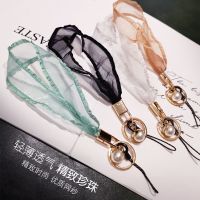 Mobile phone hang rope hanging neck broadband net yarn silk scarves accessories not le neck female shell pendant lost work card usb key defense line