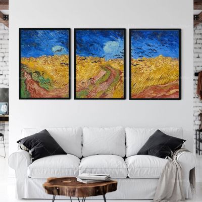 Vincent Van Gogh Art Prints: ทุ่งข้าวสาลีของอีกาและภาพวาดภูมิทัศน์ที่มีชื่อเสียงอื่นๆ-โปสเตอร์ตกแต่งบ้านที่สวยงาม-เหมาะสำหรับคนรักศิลปะและแฟนๆของ Van Gogh