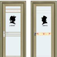 [COD] YY1200 a set of 2 bathrooms to distinguish men and women English avatar logo decorative wall stickers removable