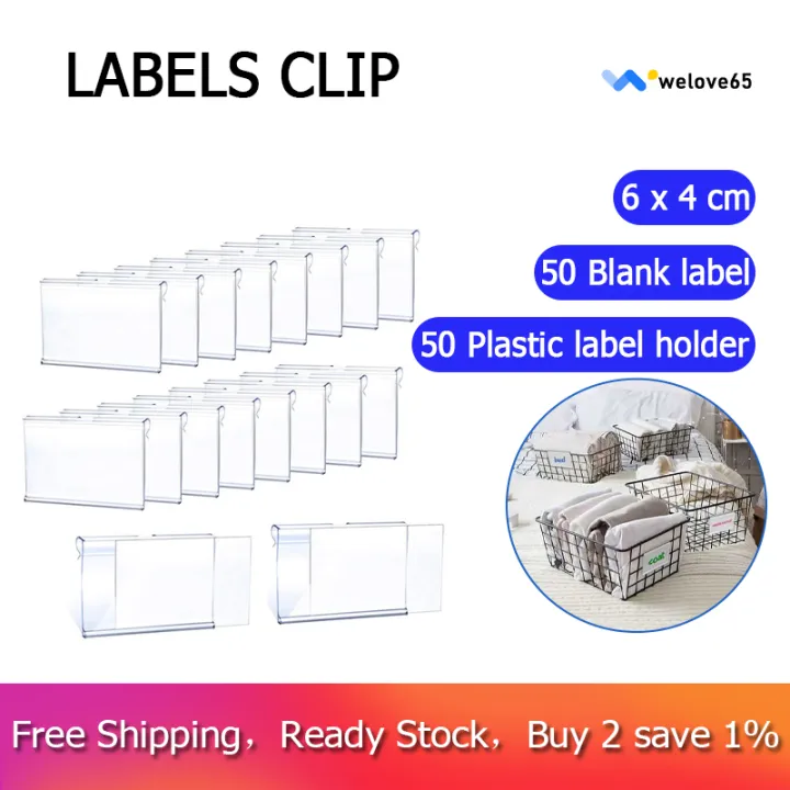 50Pcs Clear Plastic Label Holder Price Tag, Shelf Label Clip Removable