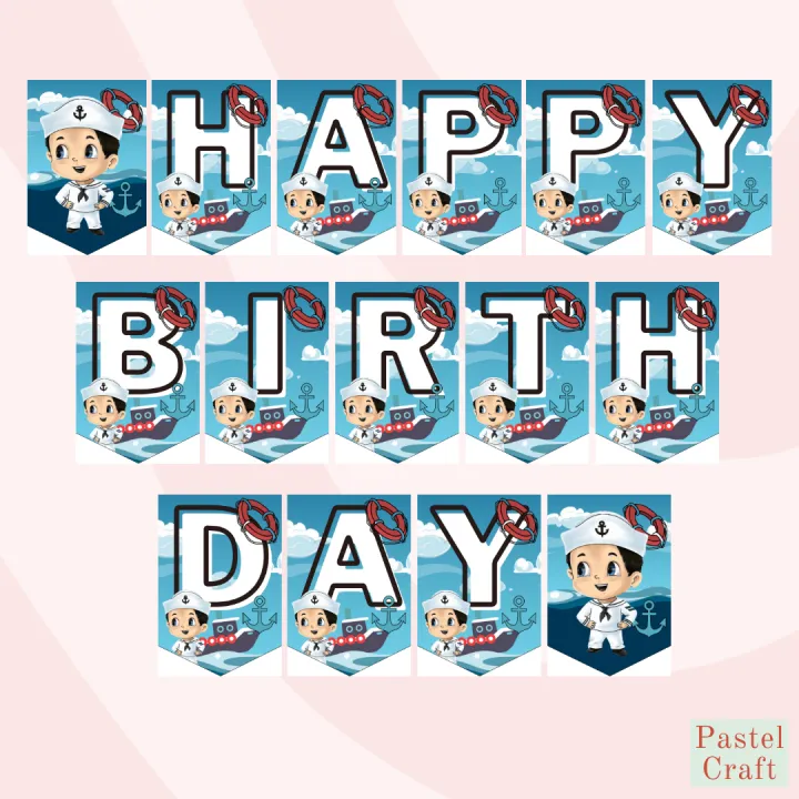 Seaman Customized Happy Birthday Party Banner / Banderitas / Bunting ...