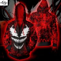 New popular movie venom 3 D Printed Hoodies Men Women Hooded Sweatshirts hip hop Zipper Pocket Jackets