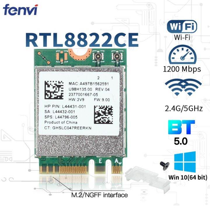 RTL8822CE 1200Mbps Dual Band 2.4G/5Ghz 802.11AC Wifi Card Network NGFF ...