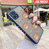 เคส JIUMOO สำหรับ VIVO เคส U3X แฟชั่นสำหรับ VIVO Y52S Y31s Y54s IQOO U3 IQOO หมีสุขสันต์วันหมีมีน้ำค้างแข็งโปร่งใสเคสขอบสี่เหลี่ยมด้านข้างแข็งรูปแบบกล้องปลอกซิลิโคนเคสนิ่มป้องกันการกระแทก