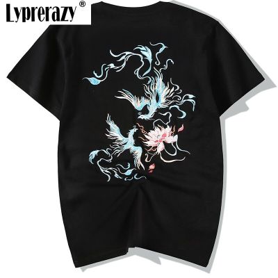 Lyprerazy New Chinese Style Phoenix Embroidery Mens T-shirt Summer Short Sleeve Casual Tees Tops Male