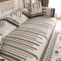 【jw】☃  WOSTAR-Bohemia Sofá Protector Capa Almofada Retro Non-Slip Slipcover Assento para Sala de estar Decoração