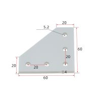 แผ่นเชื่อมต่อสำหรับโปรไฟล์อลูมิเนียม2020มี5รูและมุม90องศา