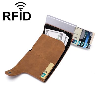 （Layor wallet） ผู้ถือบัตรเครดิตธุรกิจของผู้ชาย Rfid LeatherPop-Up Anti-TheftWith Note Compartment Amp;