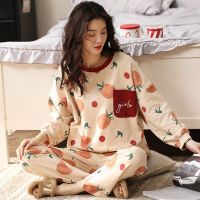 SLPBELY Women Pajamas Set Cartoon Autumn Cartoon Snowman O Neck Nightwear Long Sleeve Sleepwear Homewear Pyjamas Home Service