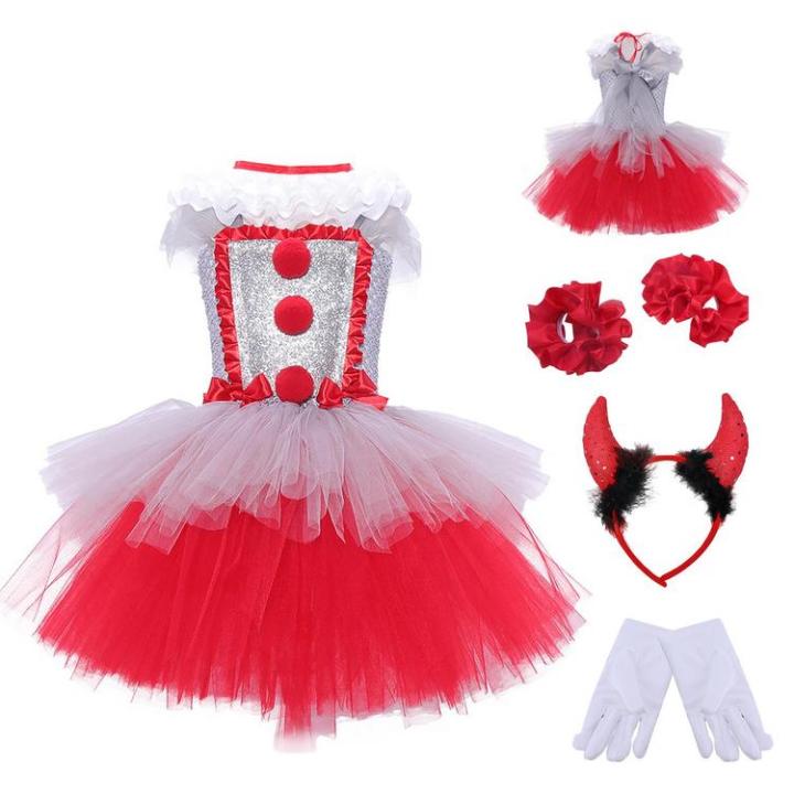 clown-dress-costume-for-girls-clown-cosplay-costume-childrens-mesh-princess-dress-set-creepy-circus-girl-romper-for-kids-princess-birthday-party-dress-up-for-cultural-activities-popular