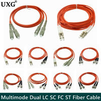 Multimode Core Fiber Jumper Dual LC เป็น LC FC ST SC สายแพทช์ไฟเบอร์สายจัมเปอร์ MM Duplex Multi Mode Optic สำหรับเครือข่าย1M-60M