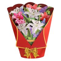 Flower Blossom Bouquet Pop-Up Card 3D Flower Bouquet Cards Flower Basket Greeting Card for MotherS Day A