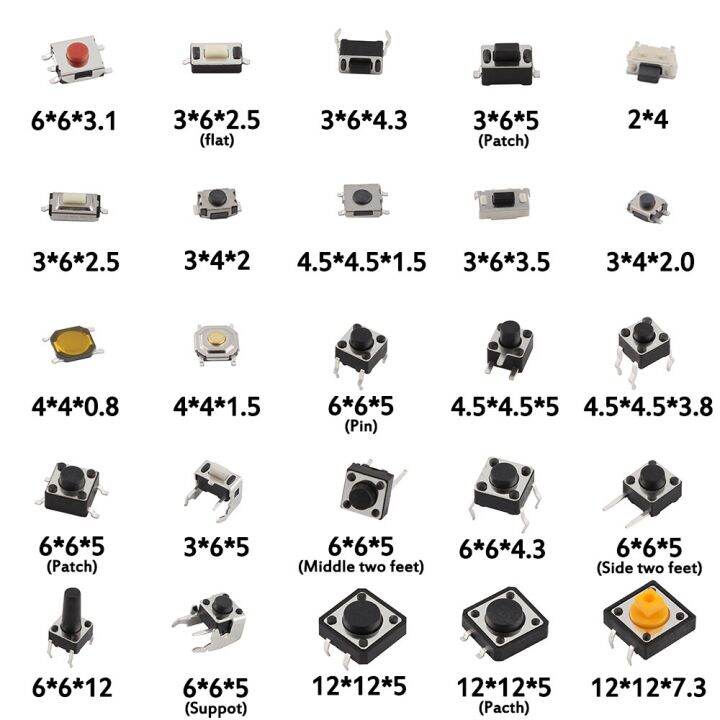 125ชิ้น25ประเภท-ล็อตการปุ่มกดไมโครสวิตซ์กดติดปล่อยดับการรีเซ็ตสวิตช์ใบไม้ขนาดเล็กชุดอิเล็กทรอนิกส์ดีไอวาย-smd-dip-2-4-3-6-4-4-6-6-4-6-4-6-6