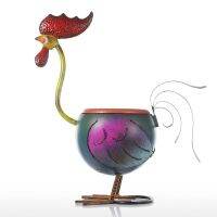 Rooster Flower Pot Garden Fower Pots iron Decoration Gift Plant in Pot Home Decoration Mini Pot Metal Multicolor