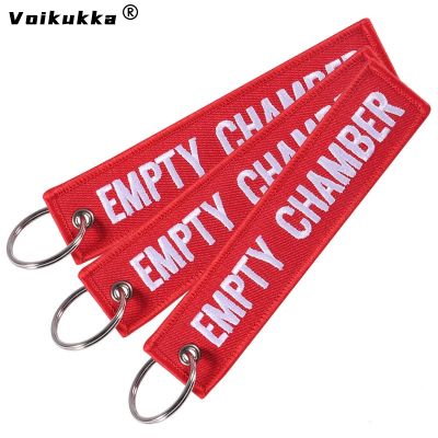 Voikukka Jewelry Text Embroidery EMPTY CHAMBER Pendant Tags Keychain Rectangle Chains Souvenir Wholesale