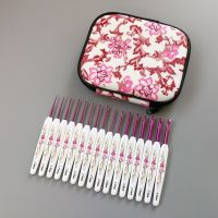 Pink Aluminum Crochet Hooks Set Knitting Needles Kit Plastic Handle DIY Craft Set For Sweater Yarn Weave