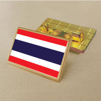 Thailand flag pin 2.5*1.5cm zinc alloy die-cast PVC colour coated gold rectangular medallion badge without added resin