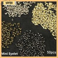 YANGU 50pcs 1.5/2.0/2.5MM อุปกรณ์เย็บผ้า เสื้อผ้ารองเท้า ปุ่มตาไก่โลหะ หัวเข็มขัดตุ๊กตา DIY หัวเข็มขัด อุปกรณ์เสริมกระเป๋าตุ๊กตา