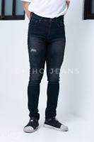 JEANS กางเกงยีนส์ชายขาเดฟผ้ายีนส์ยืด สีสนิมดำ แต่งขาดหน้า  รหัส CH157