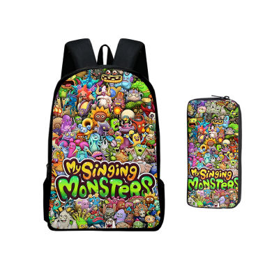 3D สินค้าใหม่ My Singing Monsters Concert Primary And Secondary School Students Two-Piece Backpack Pencil Case