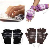 1 Pair Fingerless USB Powered Heated s Knitting Stripped Motorcycle s Office Autumn Winter Students Hand Warmer Mitten