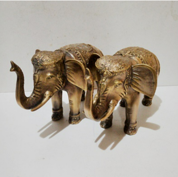 ช้างลายไทยคู่-ขนาด-7-นิ้ว-เนื้อทองเหลืองหล่อตัน