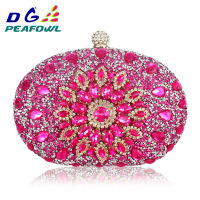 Luxury Clutch Chain Bag Woman Wedding Diamond Crystal Floral Blue Red Sling Designer Purse Cell Phone Pocket Wallet Handbags