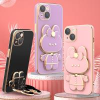 3D เคสมือถือรูปกระต่ายน่ารักพับได้มีที่สวมนิ้วพับได้แท่นวางโทรศัพท์กระจก3D สุดสร้างสรรค์สำหรับอุปกรณ์เสริมโทรศัพท์มือถือ