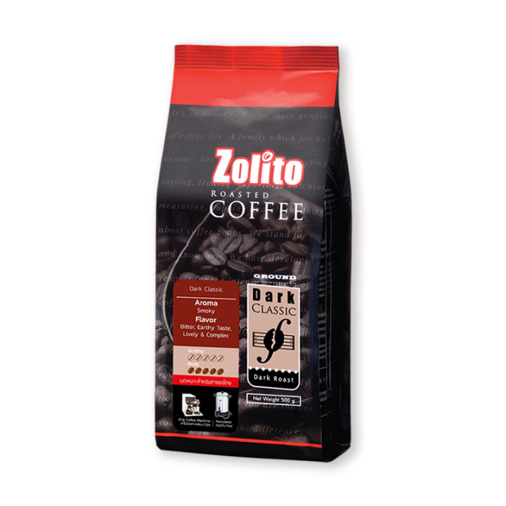 Zolito Coffee โซลิโต้ กาแฟคั่วบดดาร์คคลาสสิค (500 กรัม 1 ถุง)