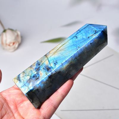 High Quality Labradorite Natural Stone Crystal Point Healing Quartz Wand Tower Moonstone Ornament for Home Decor Energy Stone